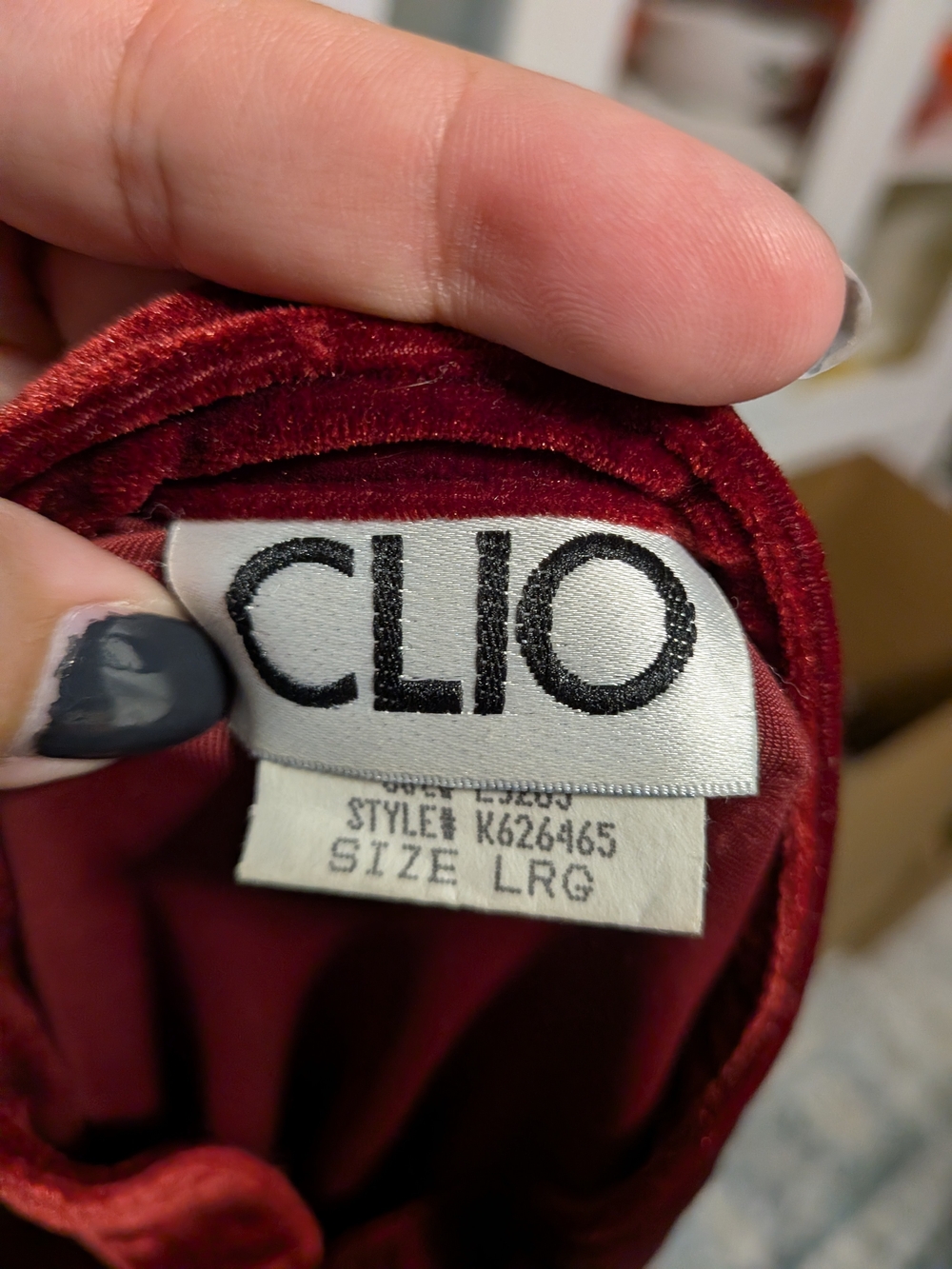 Clio Burgundy Velvet Mandarin Jacket Frog Closures Vintage Large K626465 - Picture 3 of 3
